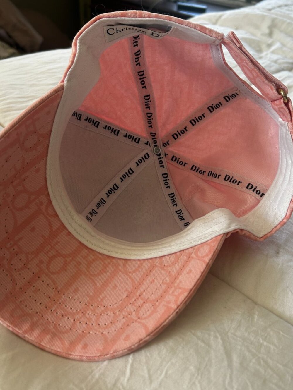 Dior Oblique Monogram Logo Women's Baseball Cap Hat Pink w/ Gold Logo Adjustable - Picture 4 of 9